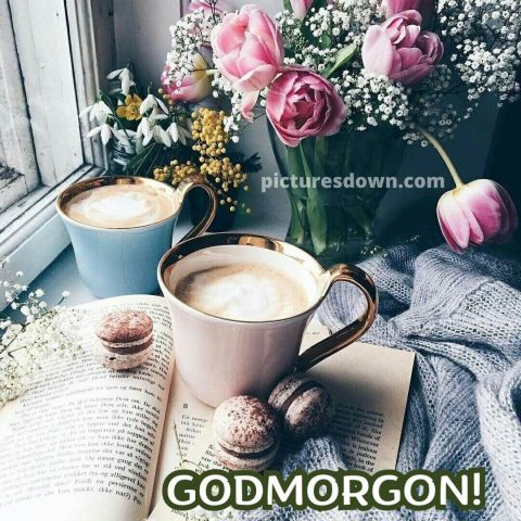 God morgon kaffe bild tulpaner ladda ner gratis