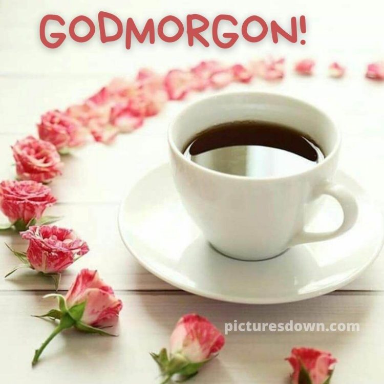 Godmorgon kaffe bild rosor ladda ner gratis