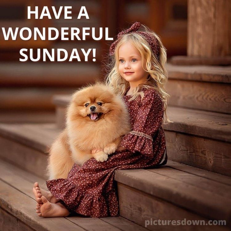 Good sunday morning image little girl and dog free download