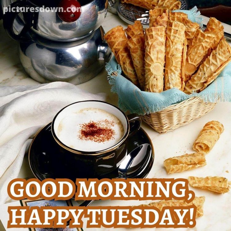 Good morning tuesday coffee image waffles free download