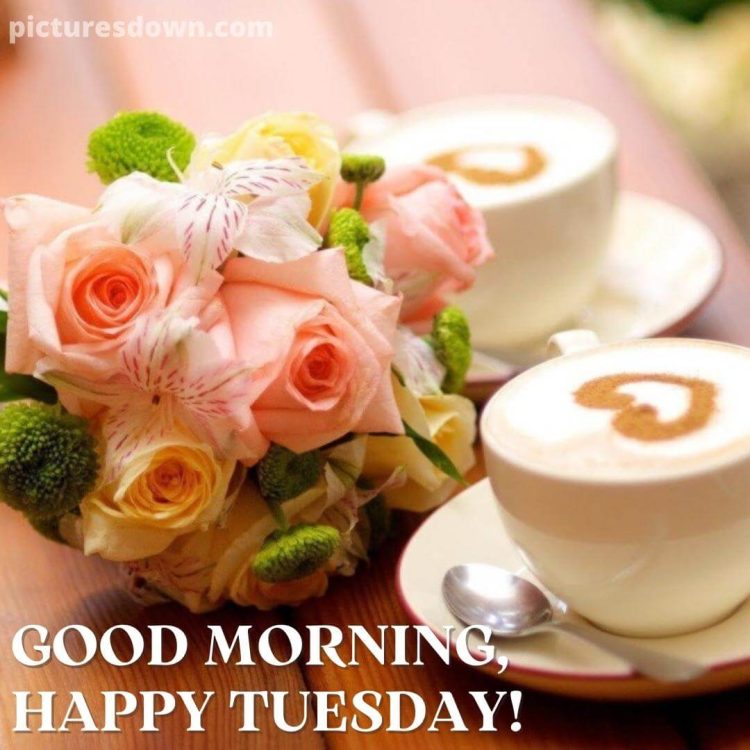 Good morning tuesday coffee picture roses free download