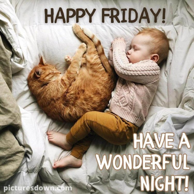 Good night friday picture cat and child free download