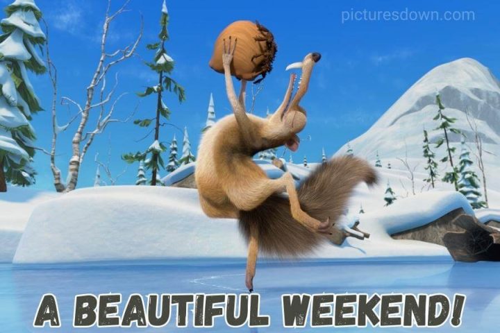 Happy weekend funny picture squirrel on ice free download