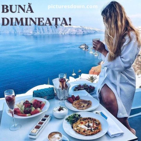 Imagine cu buna dimineata mic dejun pe malul mării descarcă gratis