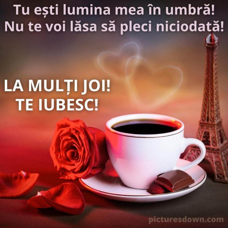 Buna dimineata joi iubire imagine cafea și trandafir descarcă gratis