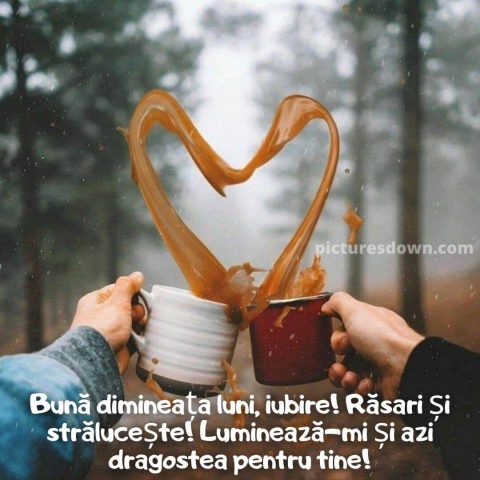 Buna dimineata luni inima imagine două cafele descarcă gratis
