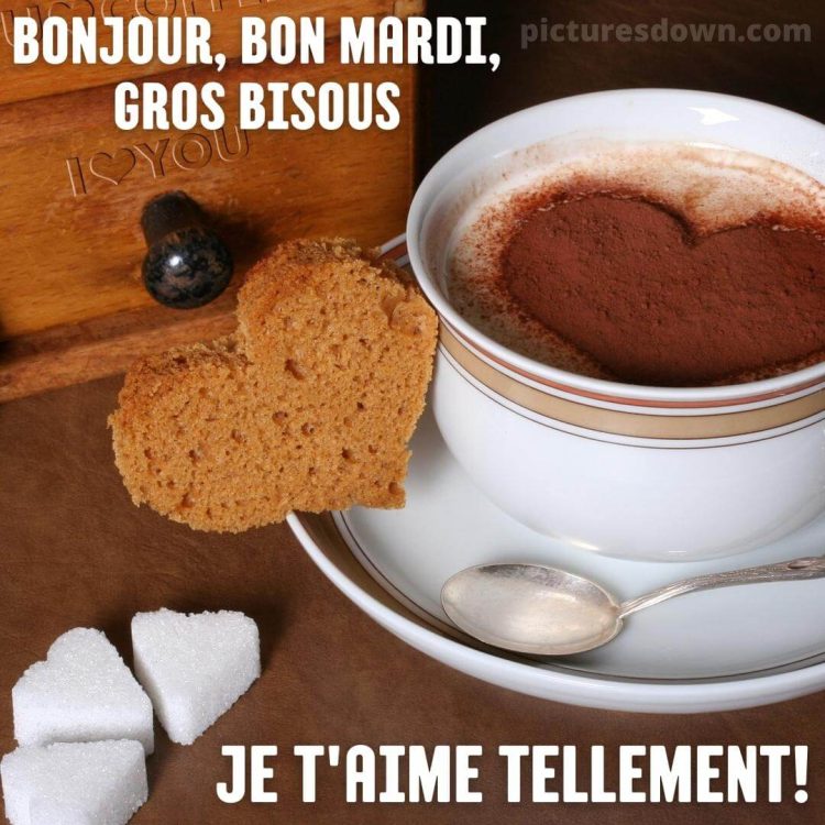 Bon mardi bisous image café au chocolat gratuite