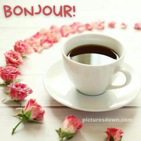 Bonjour café image roses gratuite