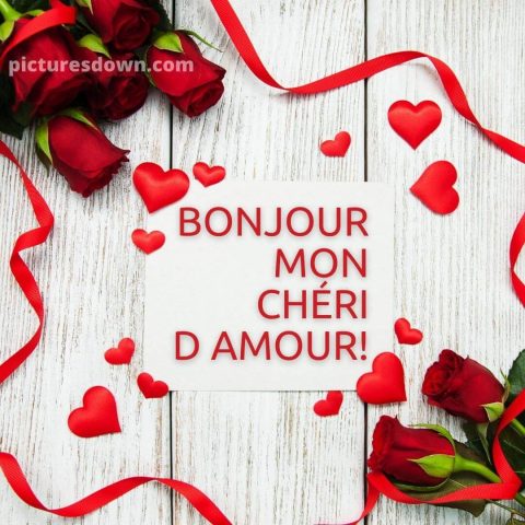 Bonjour mon coeur image fleurs gratuite