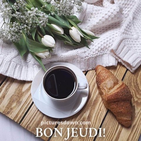 Bon jeudi café image croissant gratuite