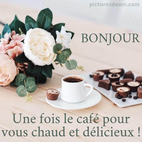 Bon samedi café image fleurs et bonbons gratuite