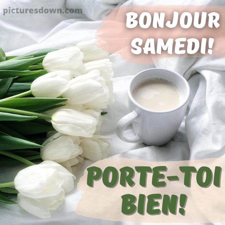 Bon samedi café image tulipes gratuite