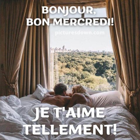 Bon mercredi bisous image au lit gratuite