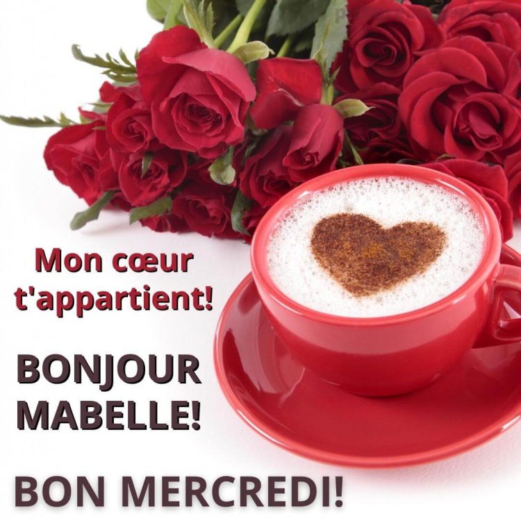 Bon mercredi bisous image roses et café gratuite
