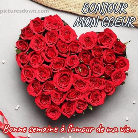 Bonne semaine image coeur fait de fleurs gratuite