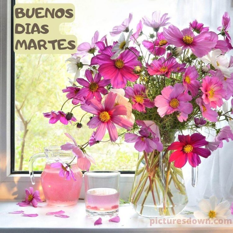 Buenos dias martes con alegria imagen ramo de flores descargar gratis