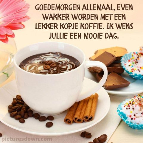 Goedemorgen koffie afbeelding chocolade gratis