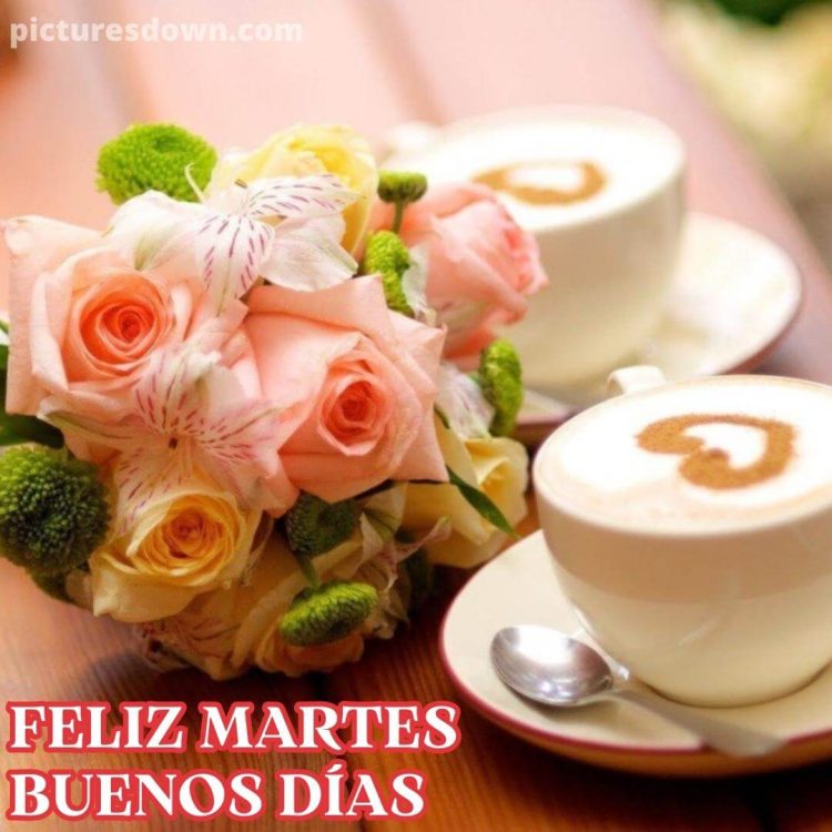Buenos dias martes cafe imagen ramo delicado descargar gratis