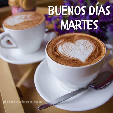 Buenos dias martes cafe imagen corazón en el café descargar gratis