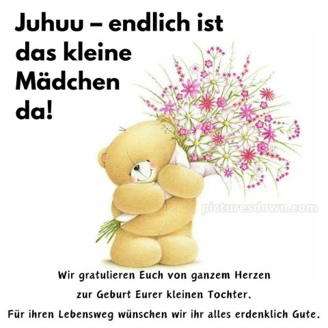 Glückwunsch zur geburt mädchen bild Bär kostenlos