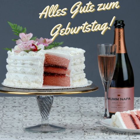 Herzlichen glückwunsch zum geburtstag und alles gute bild Kuchen und Sekt kostenlos