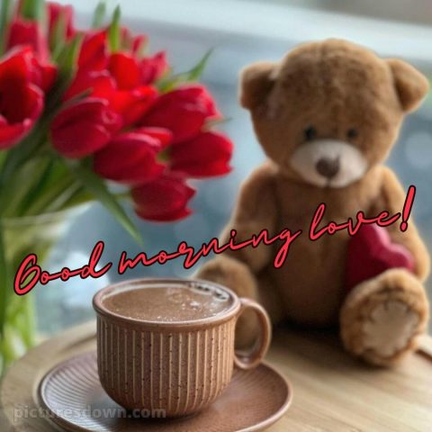 Good morning romantic picture teddy bear free download