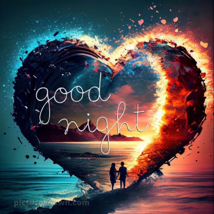 Good night images with love picture burning heart free download