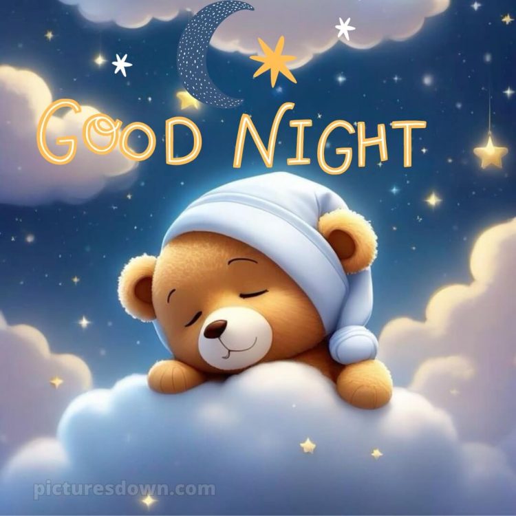 Good night images with love picture teddy bear on a cloud free download