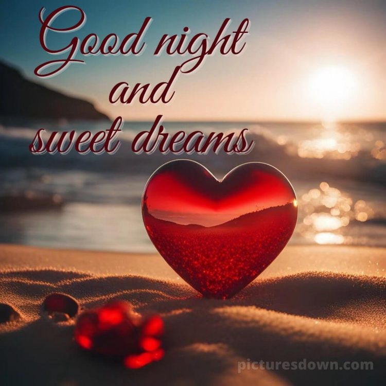 Good night love picture red heart free download