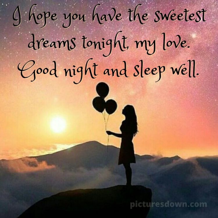 Good night love messages picture girl and balloons free download
