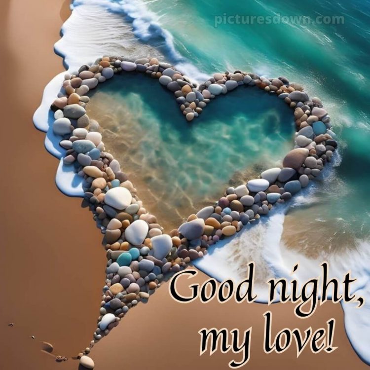 Good night love quotes picture sea pebbles free download