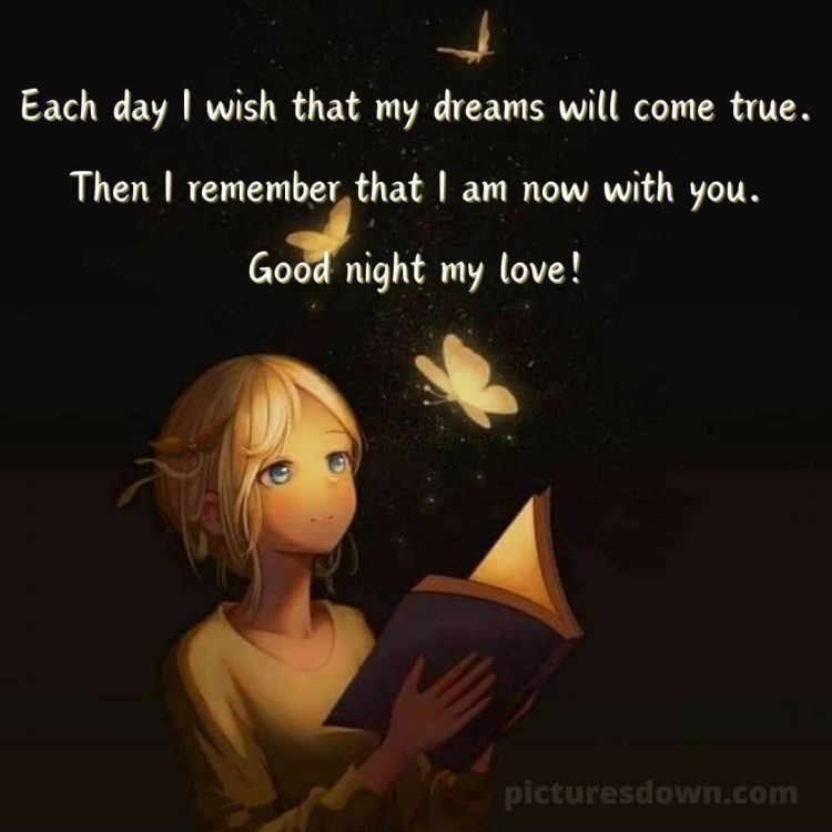 Good night love quotes picture glowing butterflies free download