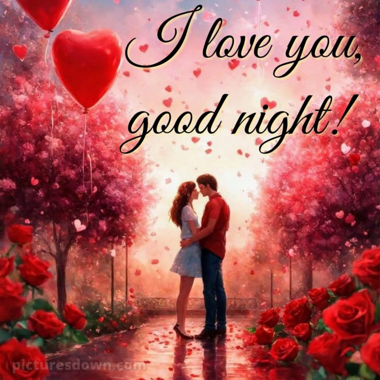 Good night message for love picture red roses free download