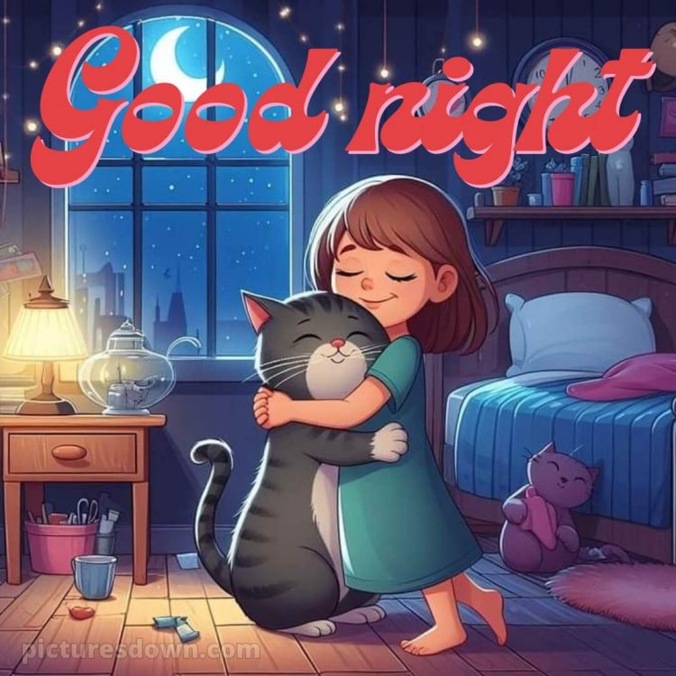 Good night message to my love picture cat and girl free download