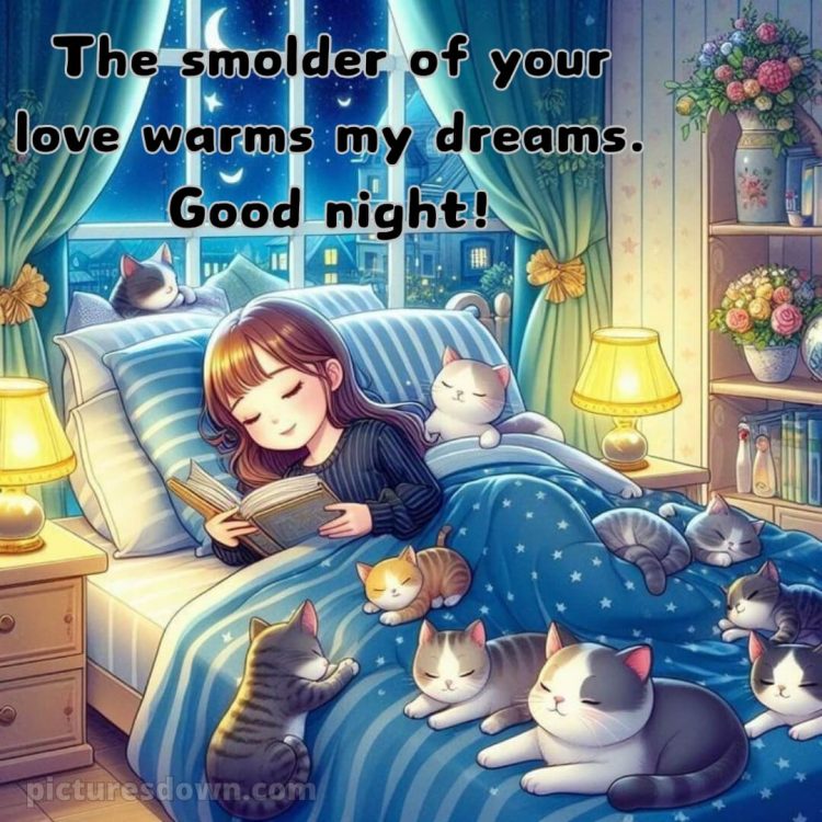 Good night quotes love picture cats on the bed free download