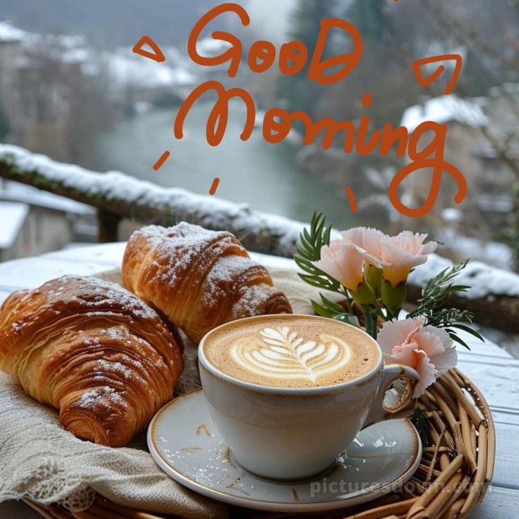 Romantic good morning images picture croissants free download