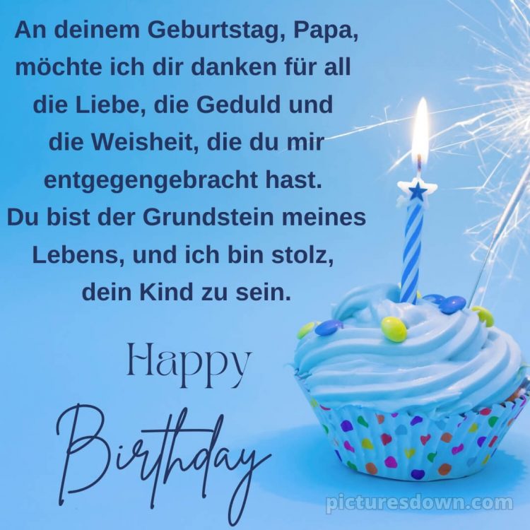 Alles gute zum geburtstag papa bilder bild Cupcake und Kerze kostenlos