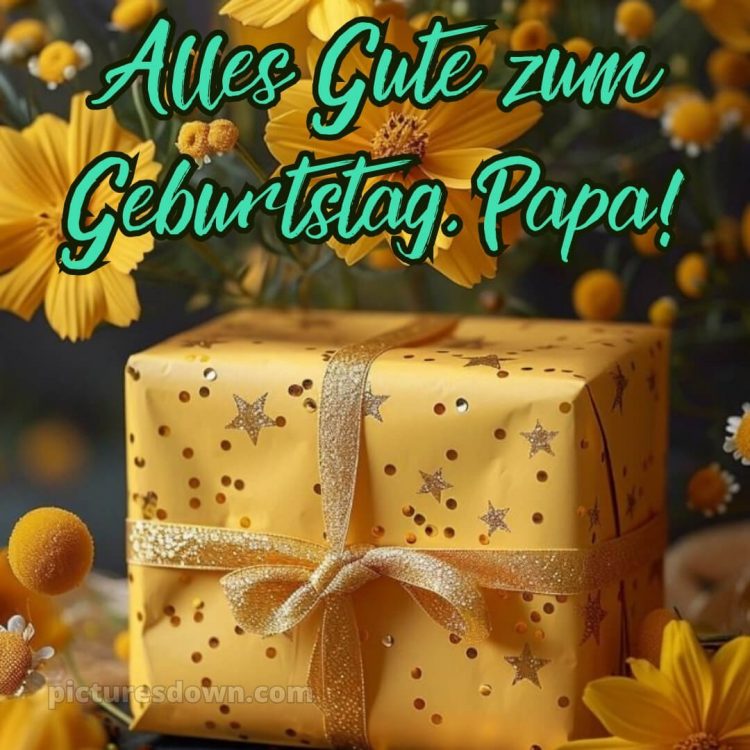 Alles gute zum geburtstag papa bilder bild gelbes Geschenk kostenlos
