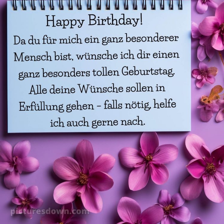 Bilder alles gute zum geburtstag bild lilane Blumen kostenlos