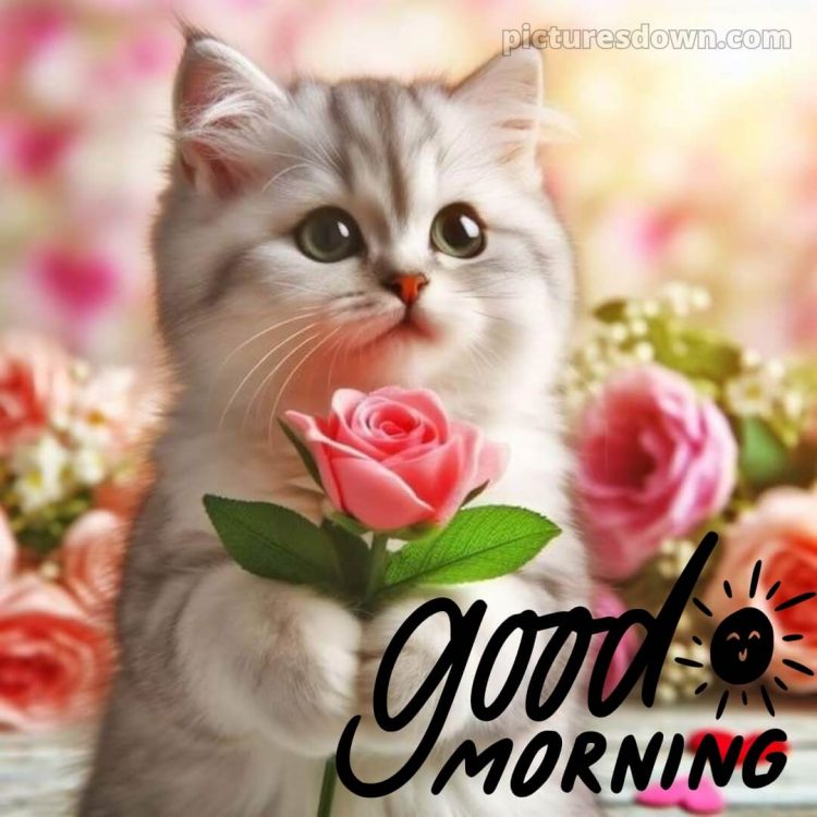 Good morning romantic rose picture kitty free download