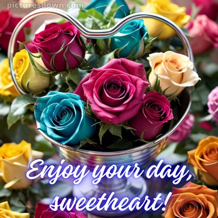 Good morning romantic roses picture colorful roses free download