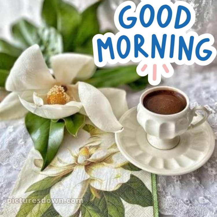 Love romantic good morning flowers picture cup of coffee free download