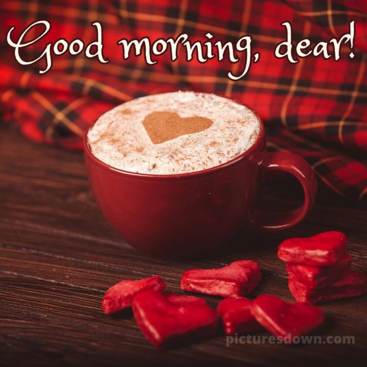 Romantic good morning dear picture red hearts free download