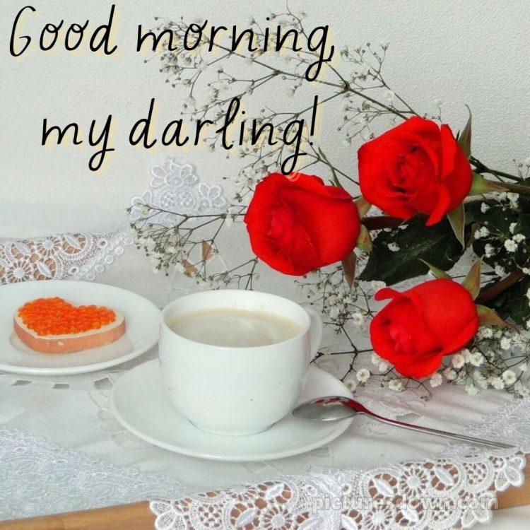Romantic good morning dear picture three roses free download