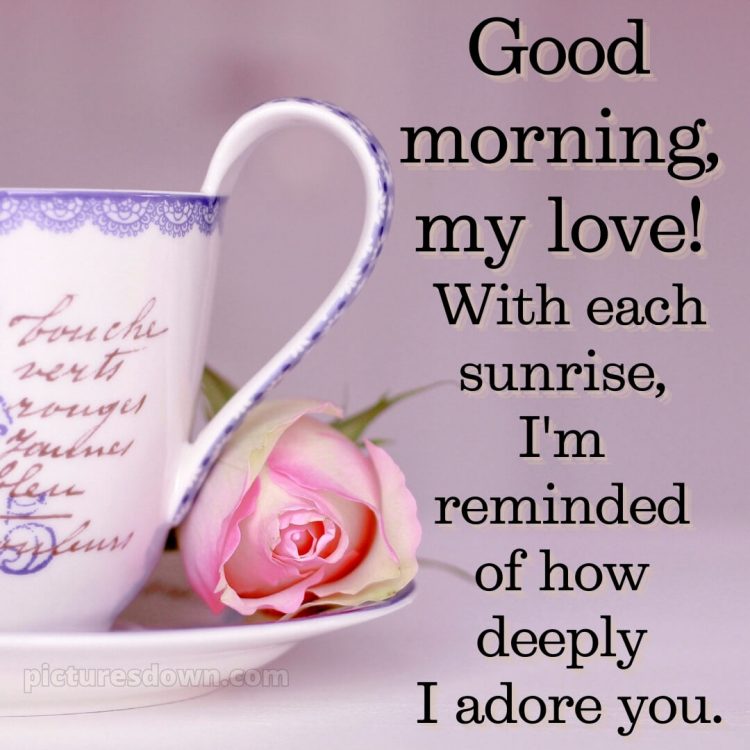Romantic good morning images for girlfriend picture cup and rose free download