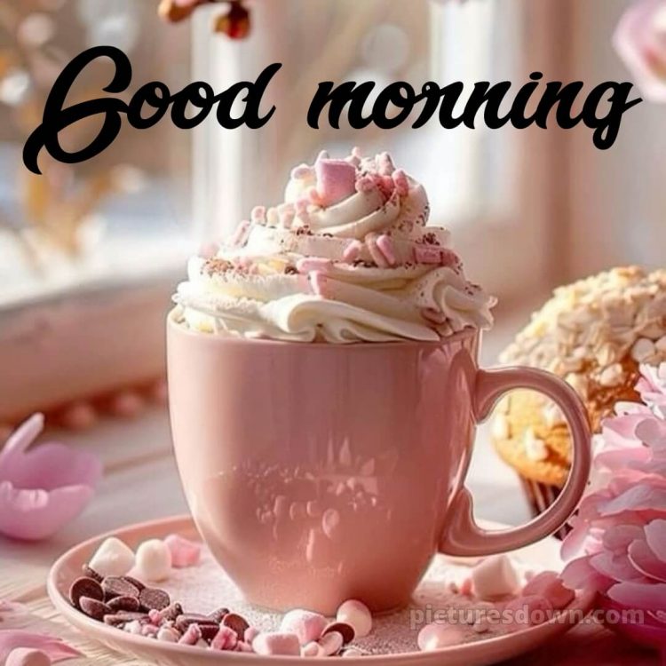 Romantic good morning love picture cream coffee free download
