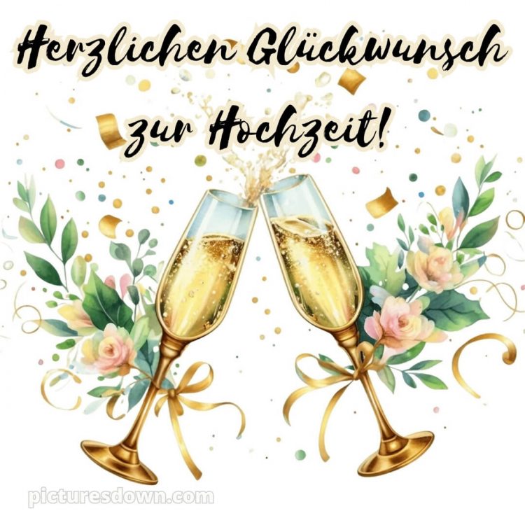 Glückwünsche zur hochzeit modern bild zwei Gläser kostenlos