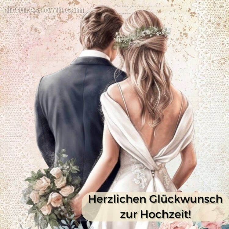 Glückwünsche zur hochzeit modern bild verliebtes Paar kostenlos