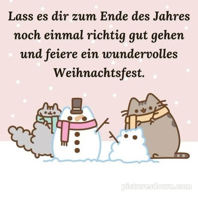 Ich wünsche dir frohe Weihnachten bild Katzen und Schneemänner kostenlos