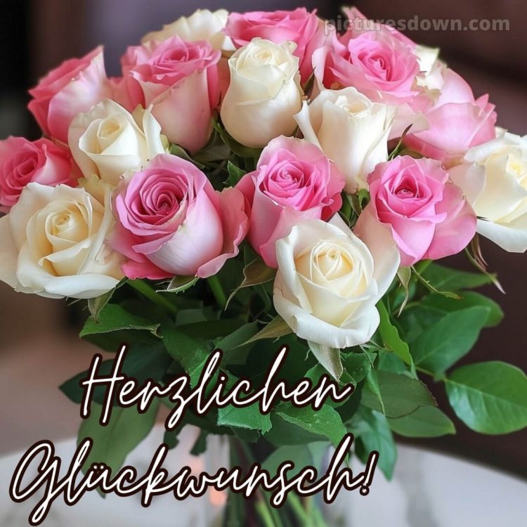 Ich wünsche dir von herzen alles gute zum geburtstag bild Rosenstrauß kostenlos